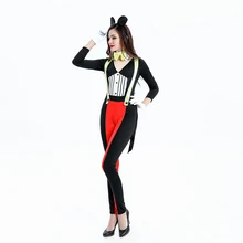 Precioso negro ratón de vestuario para las mujeres animal cosplay mono animales ropa de fiesta sexy de halloween del mono para las mujeres