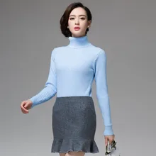 Высокое качество новинка зима сплошной цвет Тонкий Водолазка Элегантный женский плотный кашемир свитер