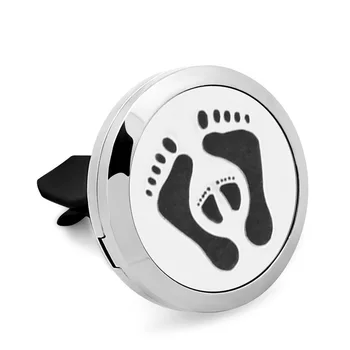

5PCS 30MM 316L Stainless Steel Car Perfume Locket Pendant Adult Child Footprint Magnetic Car Aroma Perfume Locket With Free Pad