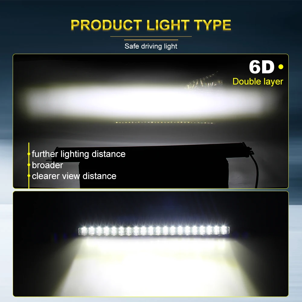CO LIGHT Супер тонкий 6D светодиодный рабочий светильник для внедорожника 22 дюйма 120