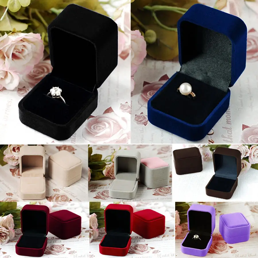 

Rinhoo 1PC Colorful Square/Heart Shape Rings Swan velvet and Paper Jewelry boxes Gift Boxes For Wedding Engagement