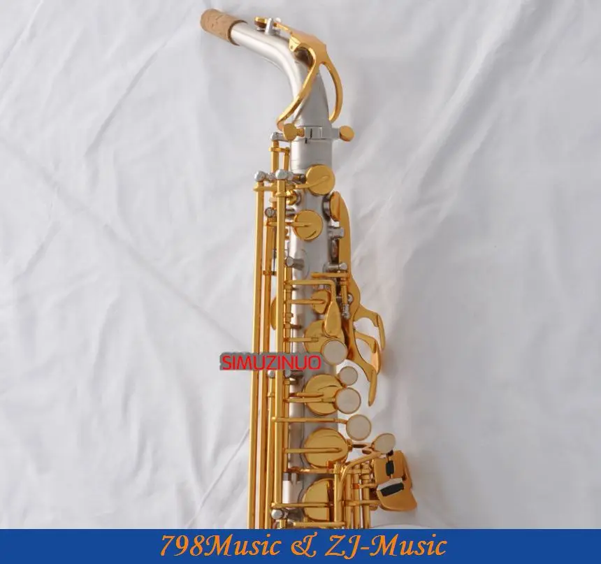 Атлас никель Eb альтсаксофон, саксофон золотой ключ высокий F# Saxofon чехол