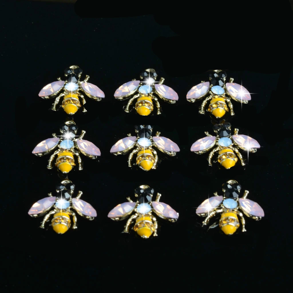 5pcs Mini Enamel Rhinestone Bee Charms Pendants Beads fit Necklace Bracelet Jewelry Making Crafts DIY Kegchain/Phone/Bag Charms