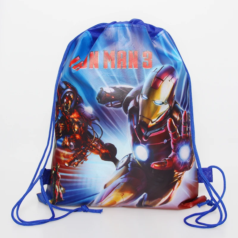 

1pc Iron Man Drawstring Bags for Men Women Travel Storage Package Cartoon School Backpacks Children's Birthday Party gift bags