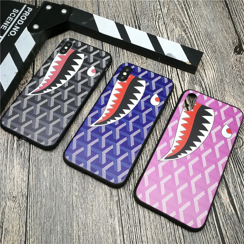 

French Luxury Brand Shark Goya Soft Phone Cover Case For Iphone X Xs Max Xr 8 7 6 6s Plus 3d Relief Silicone Cases Couple Coque