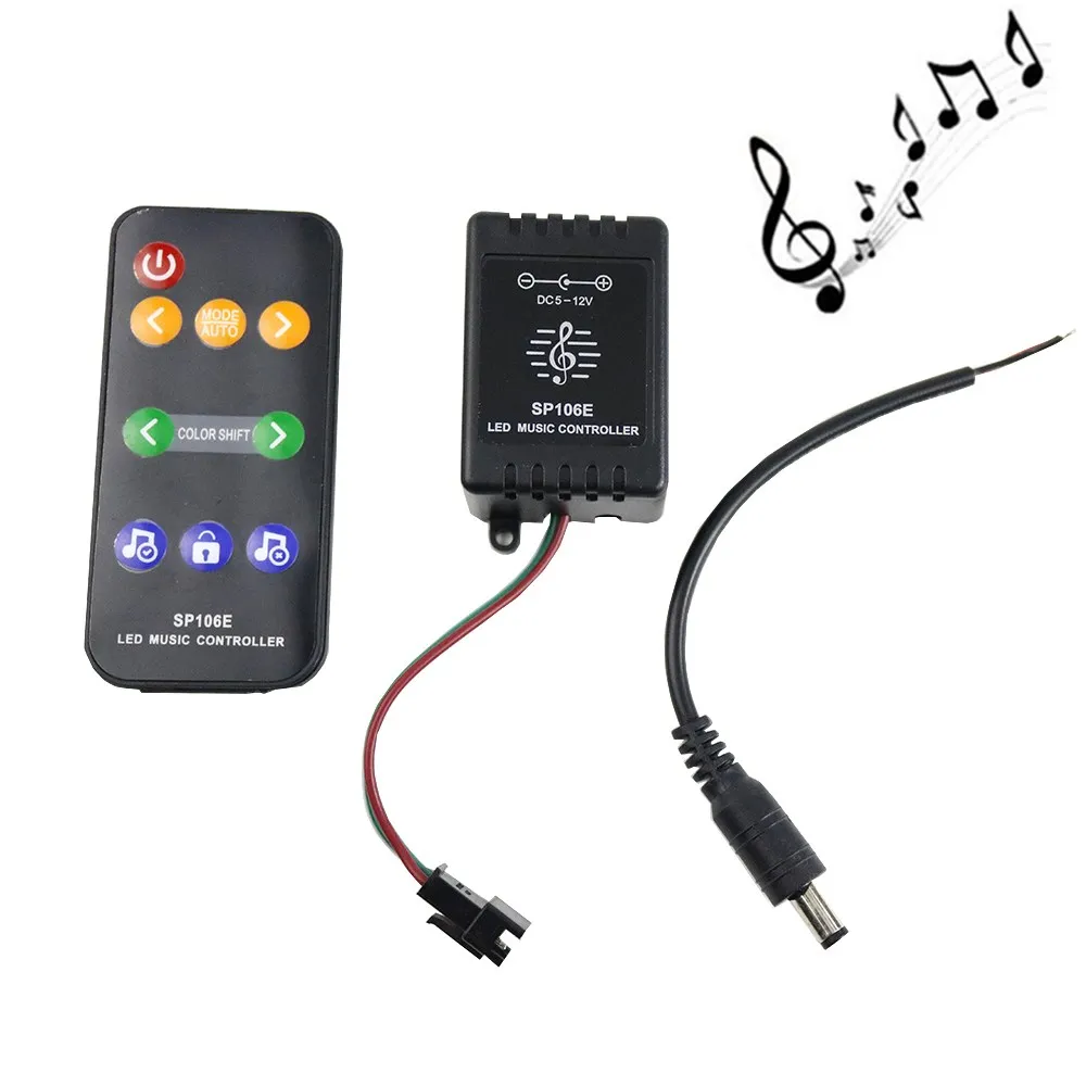 Smuxi DC5 12V Led Music Controller For WS2811 WS2812 Light Strip LED