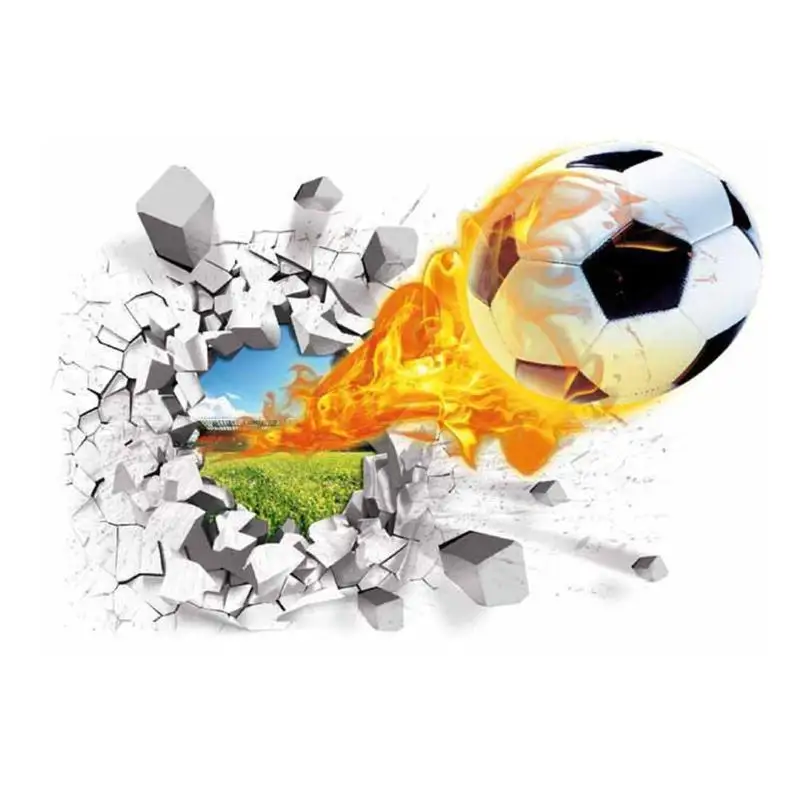 

15x11cm Removable 3D Fire Soccer Ball Football Wall Car Sticker Decal Car Stickers Decals Motorcycle Car Exterior Accessories