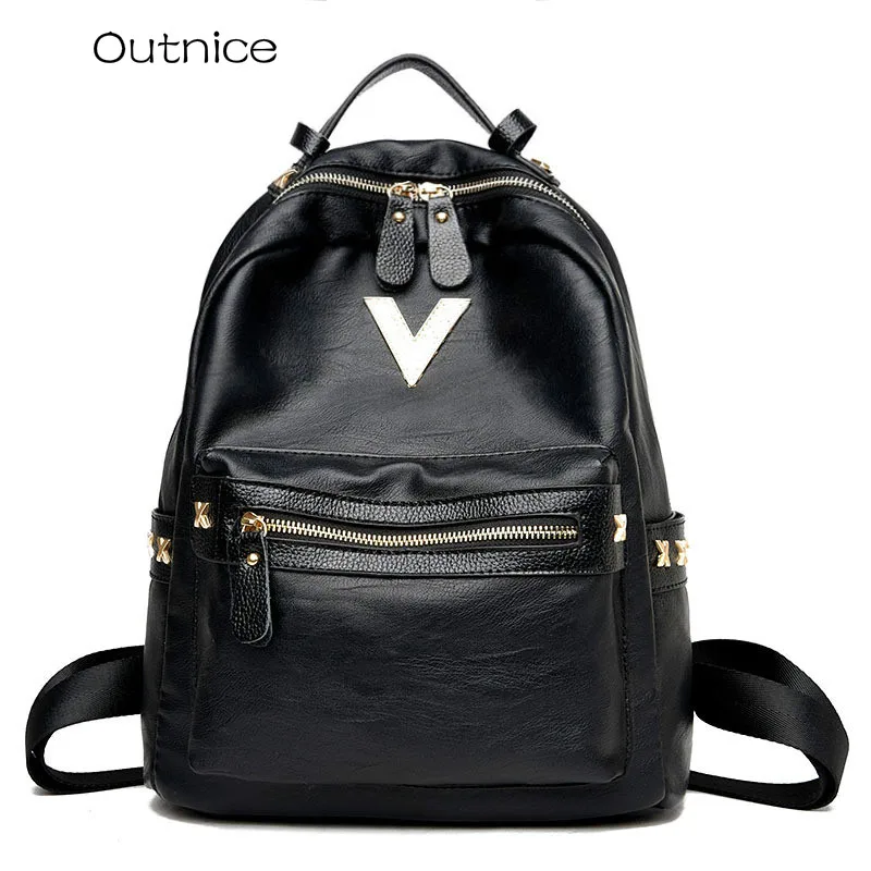 

OUTNICE Fashion Women Backpack Youth High Quality PU Leather School Backpacks for Teenager Girls Travel Bag Sac a Dos Femme