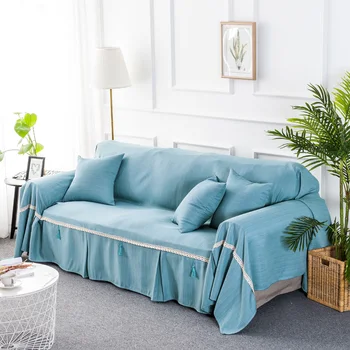 

Fashion Solid Color sofa cover all-inclusive sofa towel cloth slipcover carpet big Cotton and linen sofa sets pillow Table cloth
