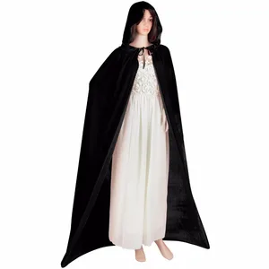 Women's Velvet Cape with Hood Halloween Witch Costume Cloak