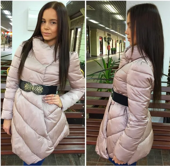 

free shipping 2016 Korean winter fashion large size women belt long cotton casual parkas 8 colors plus size winter thick coats