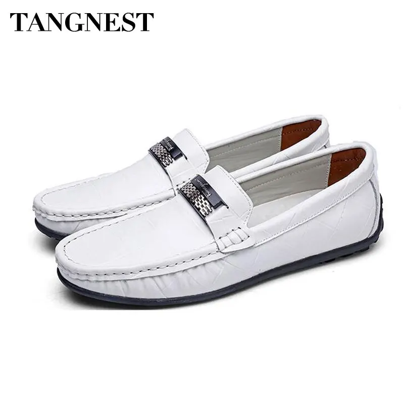

Tangnest NEW Autumn Men's Cow Leather Loafers Metal Decoration Slip-on Flats Men Driving Shoes Moccasins Size 38~47 XMR2979