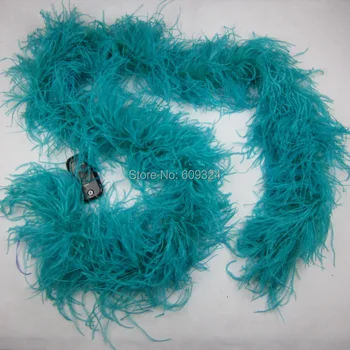 

Free shipping 5 pcs 5 ply thickness turquoise Ostrich Feather Boas for party decor wedding dress decor feather costumes