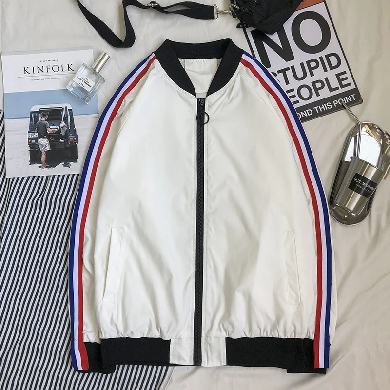 Jacket Men's Street Casual Jacket Large Size S-5XL Fashion Simple Sleeve Ribbon Decoration Thin Men's Baseball Collar Jacket