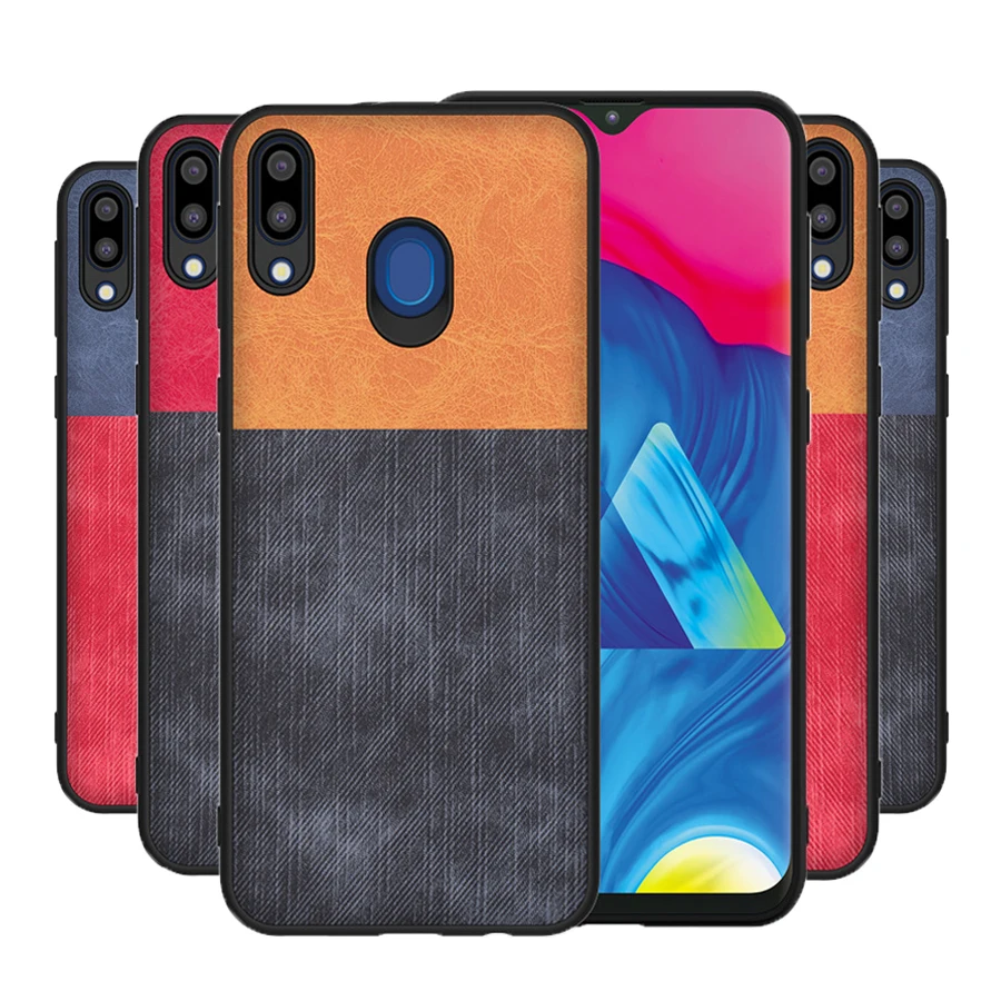 

For Samsung Galaxy M10 M20 cover Back Fabrics Case Soft edge Full Cover Business Cover For Samsung M 10 M 20 Capa Coque