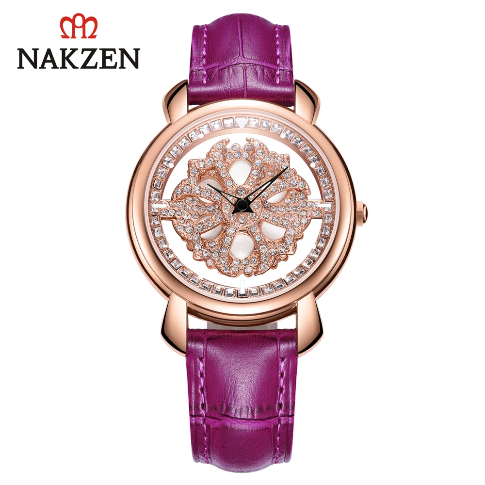Бренд NAKZEN поставляется для запуска сетчатые красные часы с полым бриллиантом