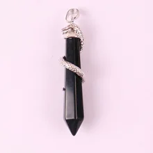 Натуральный камень черный оникс бисера кулон змея ювелирные изделия 1 шт K2004