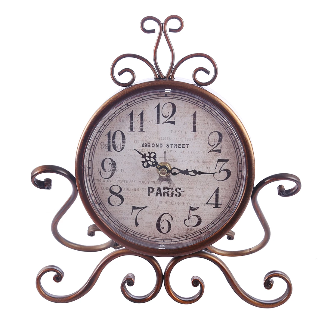 Homingdeco 10inch Desk Clock Vintage Classic European Style Retro Iron Art Silent Table Clock Home Decor Royalty Sitting Room