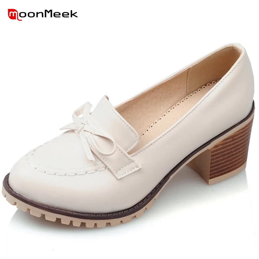 

MoonMeek 2020 spring autumn new arrival sweet ladies shoes with butterfly kont slip on simple platform shoes high heel pumps