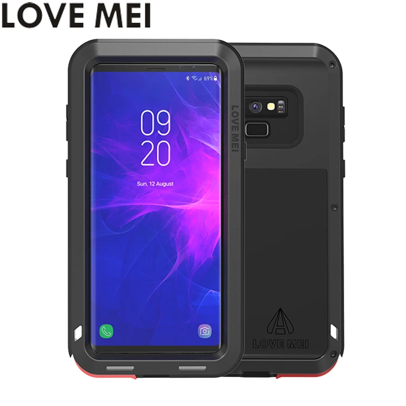 

LOVE MEI Heavy Duty Protection Doom armor Metal Aluminum phone Case for Samsung Galaxy Note 9 Note9 SM-N960F Silicon Metal Cover