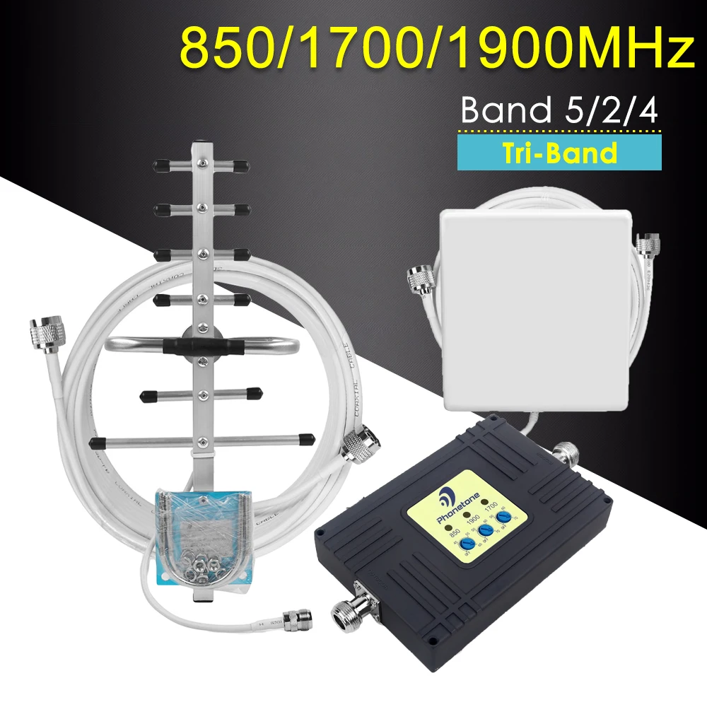 

4G LTE Amplifier Cellular Signal Booster Tri-Band 850/1700/1900MHz 2G 3G 4G lte Repeater Cell Phone Repeater For Chile & Mexico