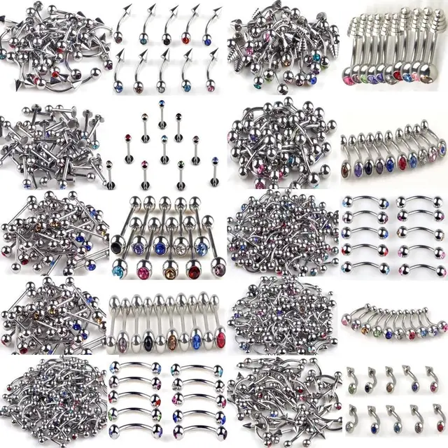 100 pcs Wholesale Bulk lots Body Piercing Eyebrow Jewelry Belly Tongue