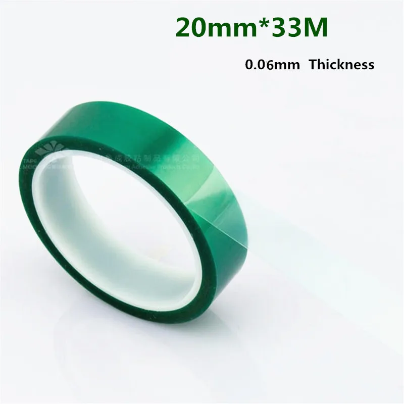 0 06mm Thickness 20mm 33M High Temperature Tape Green PET Adhesive