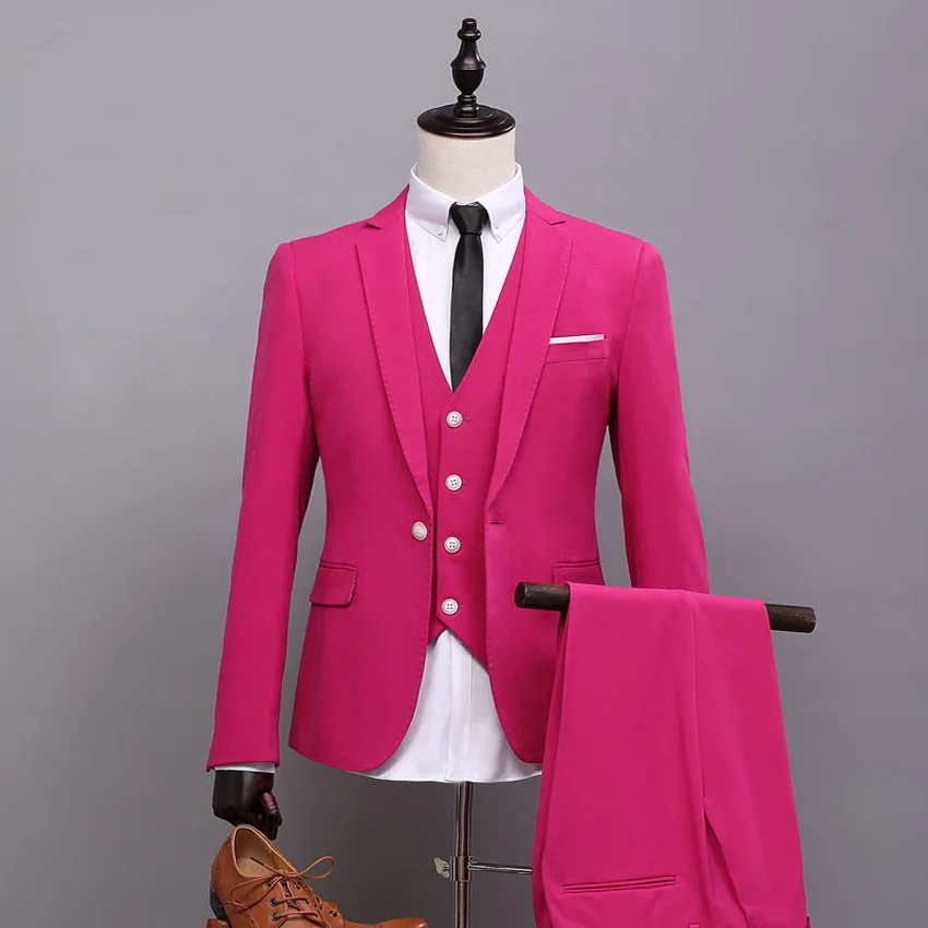 Fashion Style Mens Evening Suit Rose High Quality Suit for Men Peaked