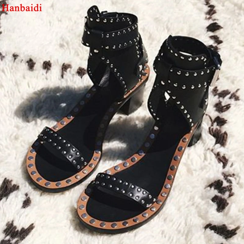 open toe studded heels