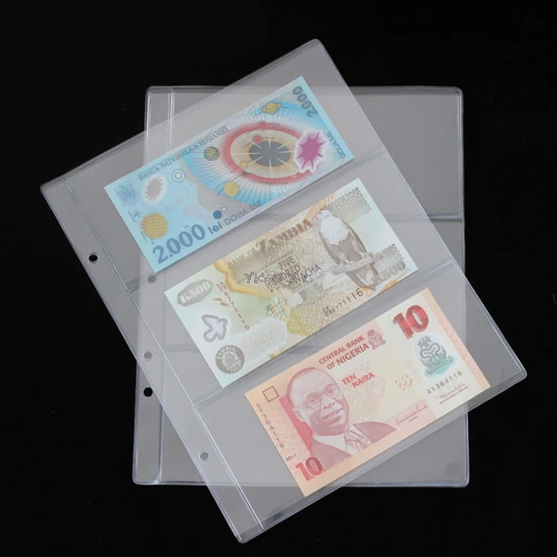 ПВХ страницы альбома 3 кармана банкнота держатель банкнот ПВХ Коллекция 180x80 мм альбомы папки