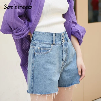 

Samstree 2018 Hot Vintage Summer Women Shorts Jeans High Waist Denim Ripped Shorts Slim Female Jeans Zipper Feminino