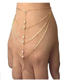 

2018 multi-layer gold and silver chain bracelet CZ multi-layer crystal stone bracelet imitation pearl jewelry gifts
