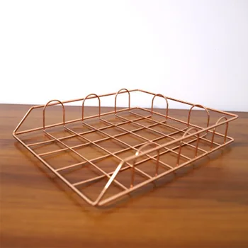 

Rose Gold Desktop File Holder Electroplated Metl File Box Block Data Rack Document File Bar Box Storage Shelves Office Organizer