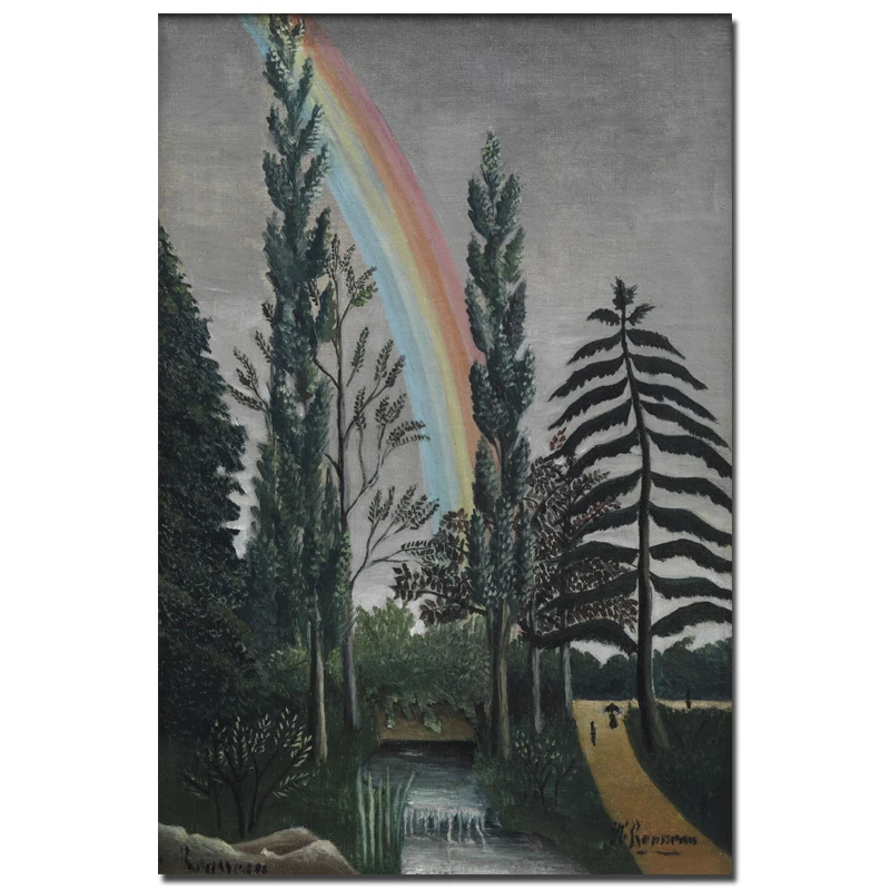 

Lake Daumesnil by Henri Rousseau Abstract Landscape, Tree and Rainbow Drawing Art Prints On Canvas Unframed Wall Art Home Decor