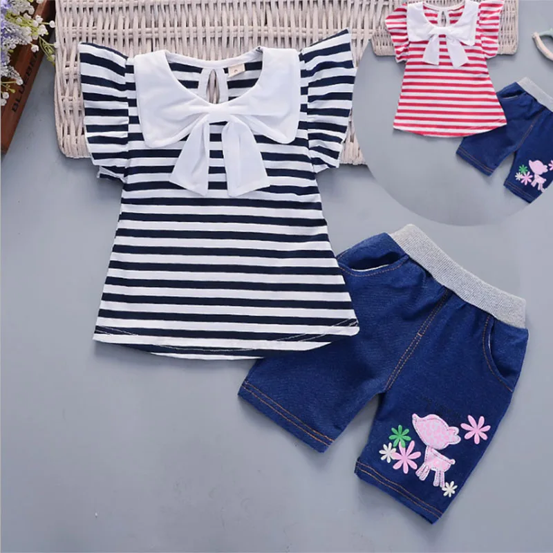 Newborn baby girls summer clothing sets toddler fashion t shirt+short