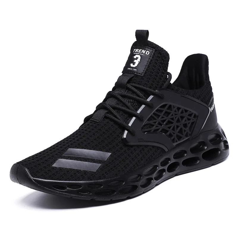 Мужская обувь, мужская обувь для бега, коллекция года, для улицы, Ультра дышащая спортивная обувь, кроссовки для мужчин, zapatillas hombre Deportiva 36-48 - Цвет: Black 022
