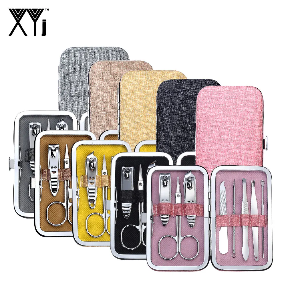

XYj Manicure Set 8 PCS/Set Nail Clippers Kit Manicure Tools Nail File Scissors Nail Care Tools with Textured Case Easy to Carry
