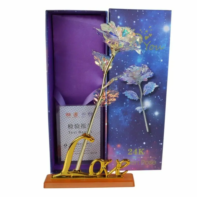 Rose with base New Romantic Galaxy Rose with Love Base Stand Gift For Friends Valentines Birthdays Wedding Anniversary - Цвет: Rose with base