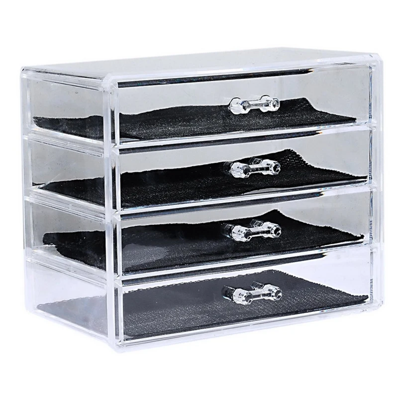 4-Layer Drawer Clear Acrylic Cosmetic Makeup Storage Box Display Stand Home Sundries Cosmetic Storage Box