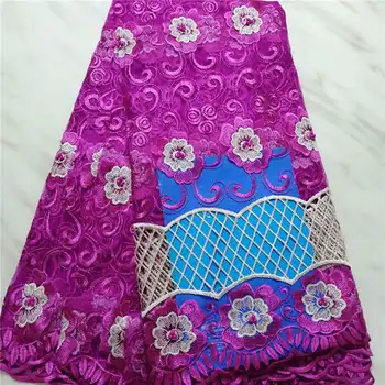 

Tulle Lace Fabric flower High Quality Beaded Lace Fabric Beautiful Beads Nigerian Lace Fabric Rose Red For Wedding