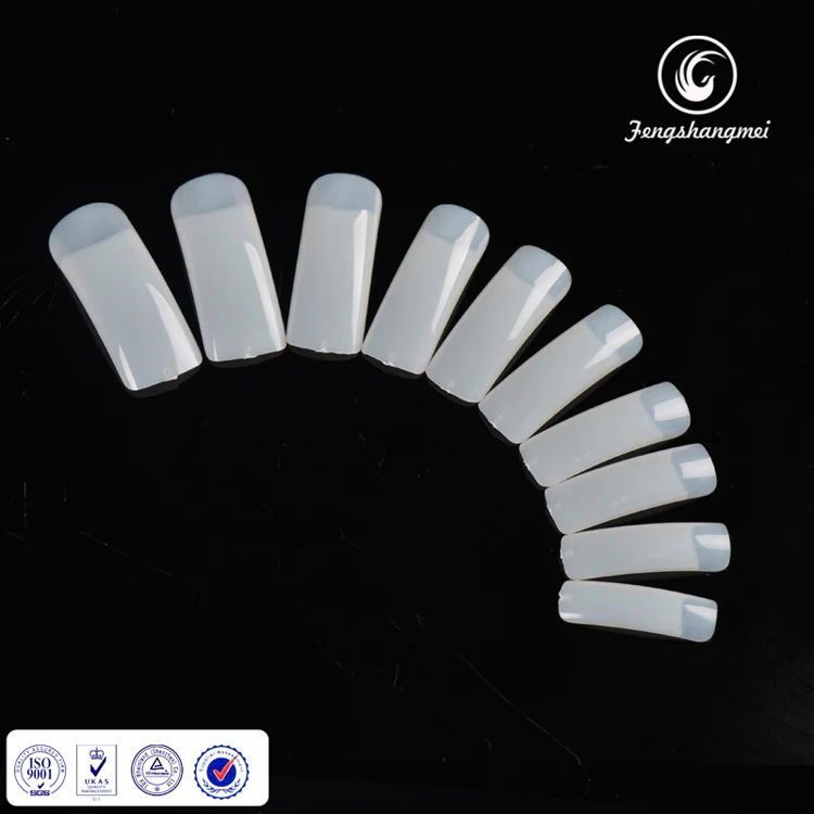 Fengshangmei 100 шт длинные плоские ногти Поддельные полупокрытие прозрачные пластиковые накладные ногти
