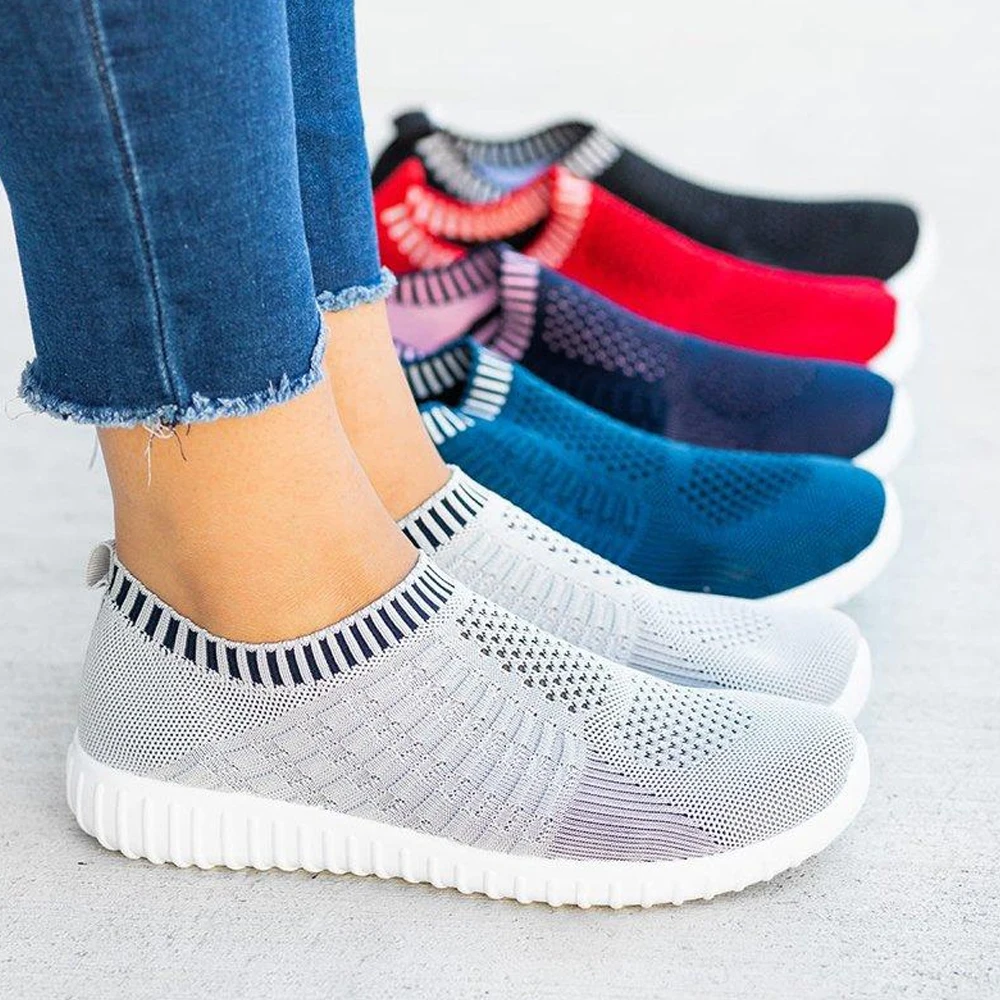 

Women Outdoor Mesh Shoes Casual Slip-on Comfortable Soles Walking Sports Shoes Breathable 2019 Female Outdoor Anti-slip Footwear