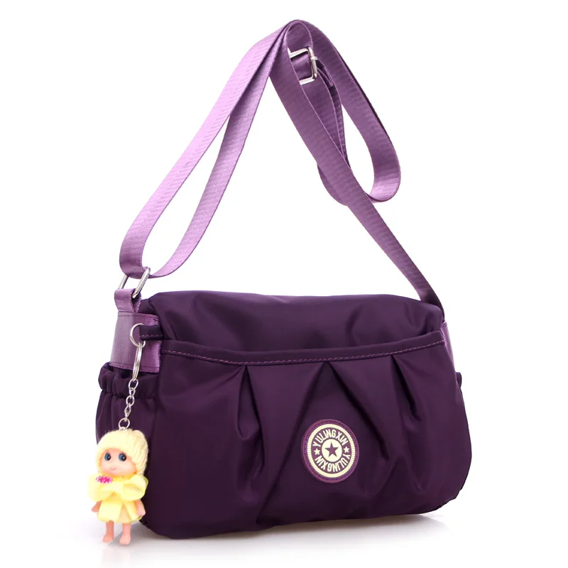 

cute candy color Women Messenger Bag Hobos Nylon Bag 2017 Women Crossbody Bag Brand designer Shoulder Cross body Bag with doll