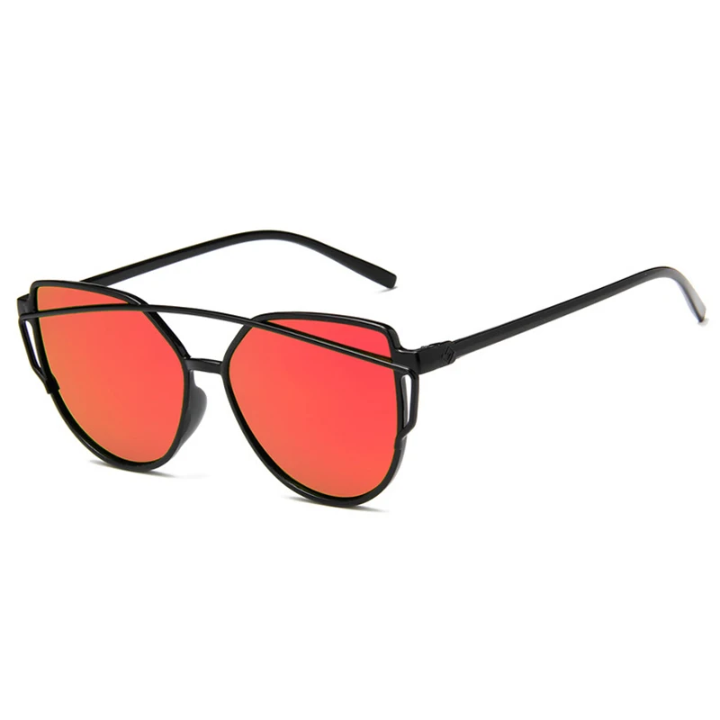 

Fashion Cat Eye Sunglasses For Women Spectacles Colorful Reflection Sun Glasses Bright Black Frame Flash Mirror Lens UV400 L2
