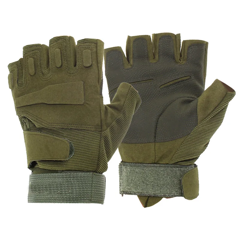 Тактические армейские боевые перчатки мужские военные полицейские солдатские перчатки для пейнтбола Спорт на открытом воздухе Охота тактика полный/Половина перчатки - Цвет: half finger green