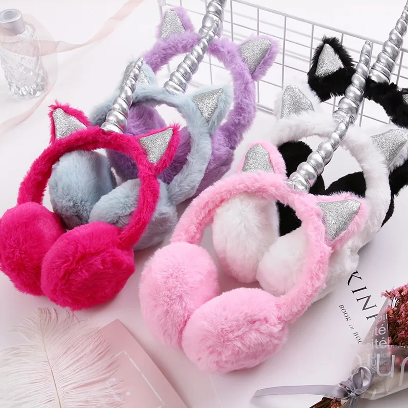 

Kids Lovely Plush Unicorn headware Meisje Unicorn Winter Ear Muffs Warmer Cache Oreille New High Quality Ear Cover