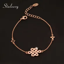 SINLEERY Этническая Лаки Кристалл Китайский Браслет с узелками для леди с розами для девочек/белое золото Цвет цепи Подарки на год SL115 SSB