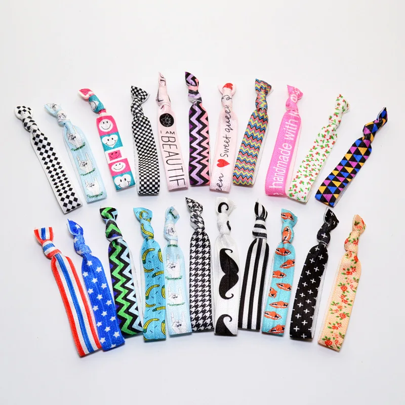 

5/8 дюймов, Термотрансферная искусственная Цветочная узелковая Женская резинка для волос, эластичные резинки для волос, аксессуары для волос, 100 шт./Ло, разные узоры