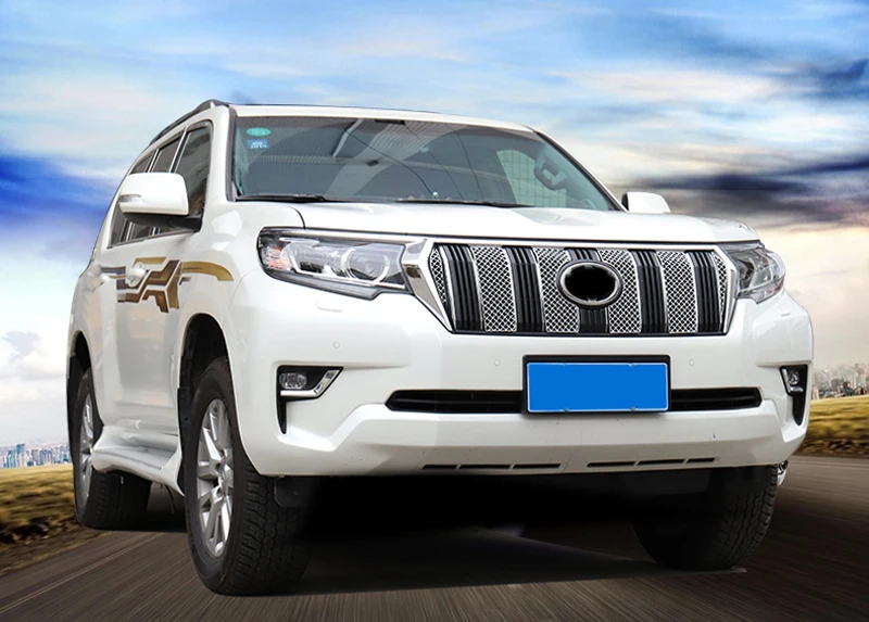 Stainless Steel Exterior Front Radiator Grille Honeycomb Frame Cover Trim 6 PCS For Toyota Land Cruiser Prado J150 2018 4pcs plastic exterior side window deflector trim for toyota land cruiser prado j150 2010 2018