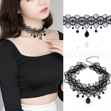 1 шт. Горячая мода сексуальные несколько стилей Полые Белый Черный колье кружева цветок капля кулон женщины леди девушки ожерелье